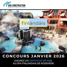 Concours ADK Construction : Remportez une carte-cadeau de 100 $ pour le spa finlandais !