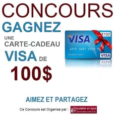 Participez au concours pour remporter une carte-cadeau VISA de 100$!