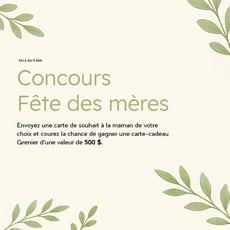 Concours à l'occasion de la Fête des Mères par la Boutique Grenier !