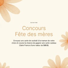 Imminente célébration : Concours Fête des Mères, Boutiques Claire France !