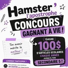 Concours : Remportez annuellement 100 $ en articles scolaires jusqu'en cinquième secondaire !