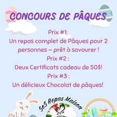 Participez pour remporter l'un des trois prix offerts par SoS Repas Maison - Traiteur !