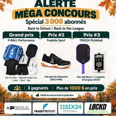 Participez au concours pour gagner l'un des trois prix de Pickleball!