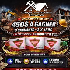 Participez pour remporter l'une des trois cartes-cadeaux Canadian Tire, d'une valeur de 150 $ chacune.