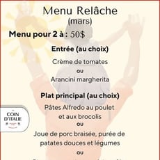Participez et remportez un dîner pour deux au prestigieux restaurant Le Coin d'Italie!