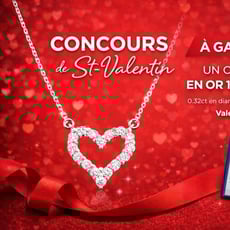 Participez pour remporter un collier 14K en or blanc, orné de 0.32 ct de diamants de synthèse.