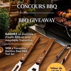 Participez au concours pour remporter un set d'outils BBQ en inox Tramontina !