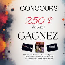 Participer pour remporter un kit auto, dîner de 100$/achats de 110$ chez Kobrex Pièces