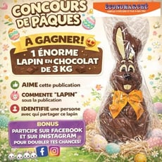 Participez et remportez un lapin en chocolat d'un poids de 3 kilogrammes!