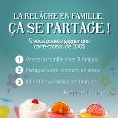 Participez et remportez une carte-cadeau 3 Amigos d'une valeur de 100 $ !