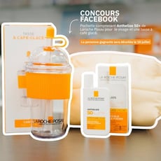 Concours : Remportez une pochette avec un Anthelios SPF 50+ de La Roche-Posay et une tasse glacée.