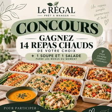 Concours pour gagner quatorze repas chauds, une soupe et une salade!