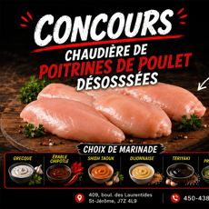 Participez et gagnez une chaudière de poitrines de poulet désossées !