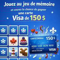 Jouez au jeu de mémoire et courez la chance de gagner une carte Visa de 150 $