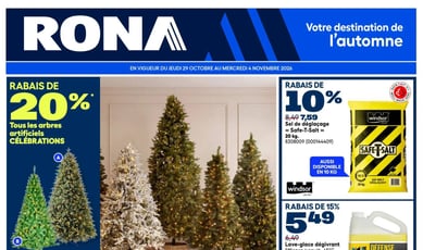 Rona du 29 octobre au 4 novembre 2026