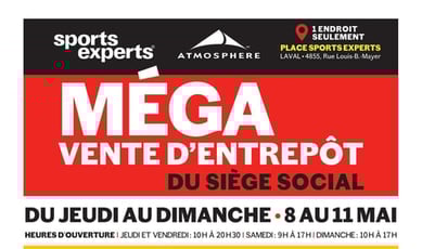  Sports Experts - Méga Vente d'Entrepôt du Siège Social