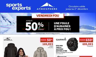  Sports Experts - Vendredi Fou jusqu'à 50%
