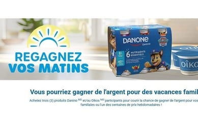 Concours Danone : Remportez des fonds pour vos vacances familiales ou divers prix hebdomadaires!
