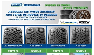 Concours Desharnais : Remportez 4 pneus Michelin sur jantes RSSW avec installation offerte !