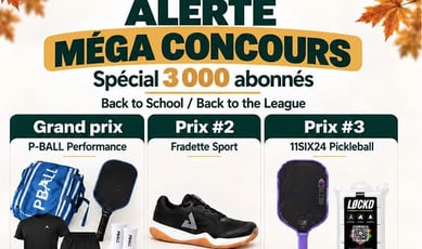 Participez au concours pour gagner l'un des trois prix de Pickleball!