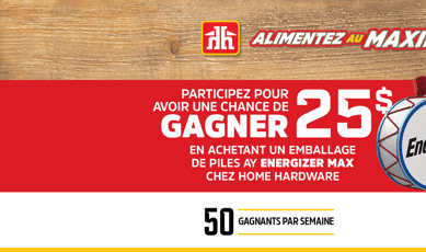 Participez au tirage pour remporter chaque semaine 50 cartes-cadeaux Home Hardware.