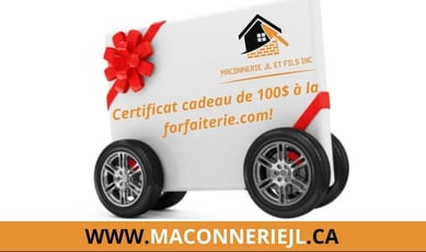 Concours: Recevez un certificat-cadeau de 100 $, gracieusement offert par Maçonnerie JL et Fils!