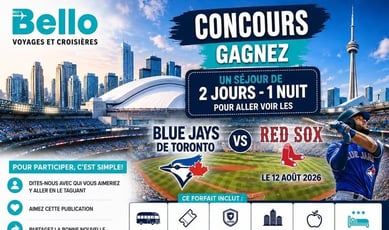 Participez au concours pour remporter un séjour de 2 jours et nuit pour le match Blue Jays-Red Sox.