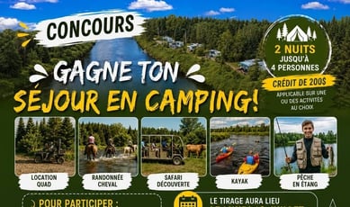 Participez au concours pour remporter un séjour en camping et un crédit de 200$ chez Daaquam!