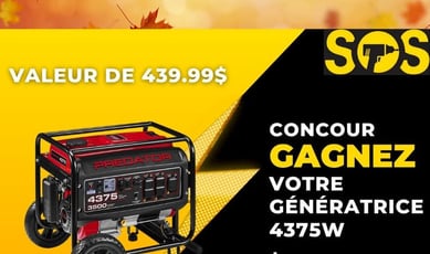 Participez au concours pour gagner une génératrice PREDATOR 4375 W et des cartes-cadeaux!