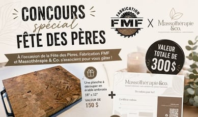 Participez et remportez une planche à découper en érable ambrosia et un massage d'une heure!