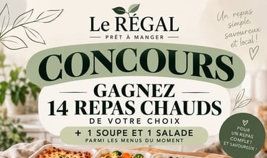 Concours pour gagner quatorze repas chauds, une soupe et une salade!