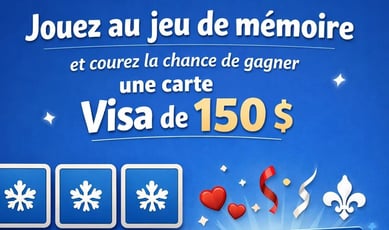 Jouez au jeu de mémoire et courez la chance de gagner une carte Visa de 150 $