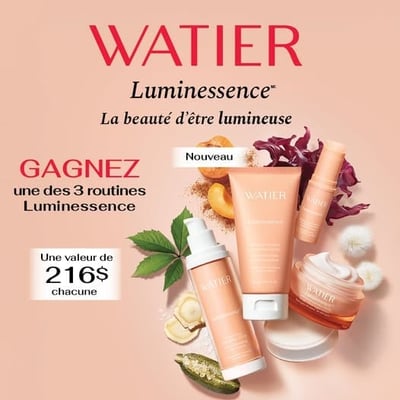 Participez au concours Brunet pour remporter l'un des trois ensembles Luminessence de Lise Watier !