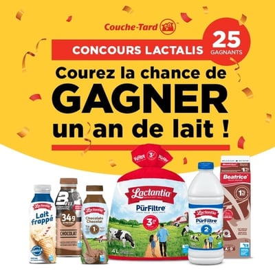 Concours Couche-Tard : Remportez une année de lait Lactalis !
