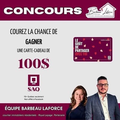 Concours Équipe Barbeau Laforce : Remportez une carte-cadeau de 100 $ à la SAQ !