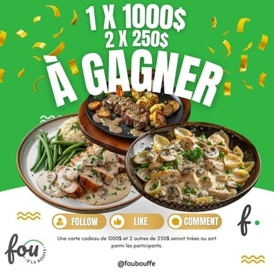 Participez au concours gastronomique : remportez une carte-cadeau de 1000$ ou une de 250$!