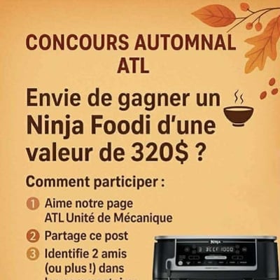 Concours permettant de remporter un Ninja Foodi d'une valeur de 320 $