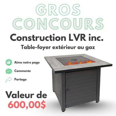 Concours : Remportez une élégante table-foyer au gaz d'une valeur de 600 $ !