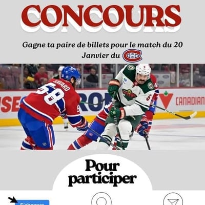 Participez pour remporter deux billets pour le match Canadiens de Montréal contre Minnesota Wild