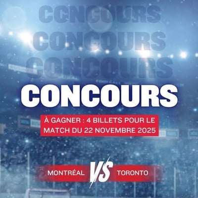Participez pour remporter quatre billets au match Montréal contre Toronto le 22 novembre!