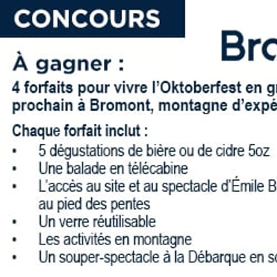 Participez au concours pour gagner 4 forfaits à l’Oktoberfest de Bromont!