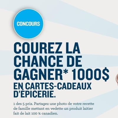 Participez au concours et remportez l'une des cinq cartes cadeaux d'épicerie de 1000$ !
