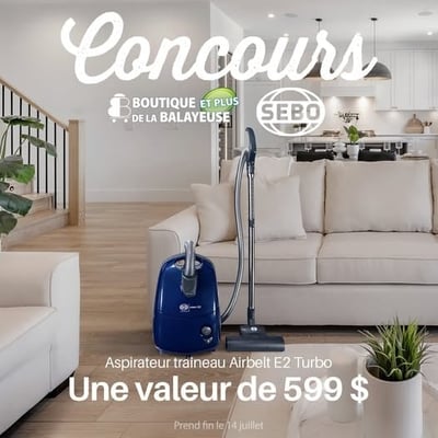 Participez pour remporter un aspirateur Sebo Airbelt E2 Turbo, d'une valeur de 599 $!