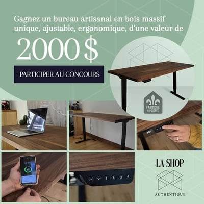Participez pour remporter un bureau ergonomique prestigieux, estimé à 2 000 $.