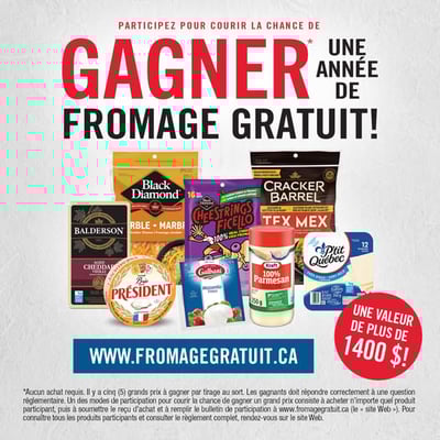 Participez pour remporter une année entière de fromage offert !