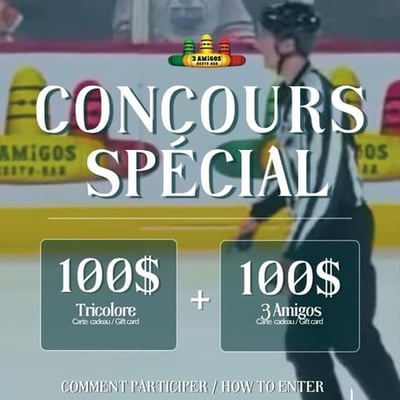 Concours : Remportez une carte-cadeau de 100 $ chez Tricolore Sports et 3 Amigos !