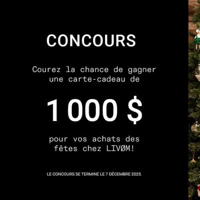 Concours : Remportez une carte-cadeau de 1000 $ pour vos emplettes festives chez LIVØM !