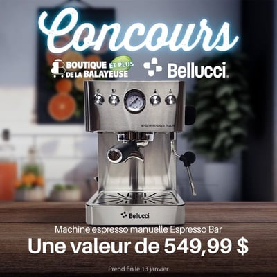 Participez pour remporter une machine à espresso Espresso Bar de Bellucci, estimée à 549,99 $ !