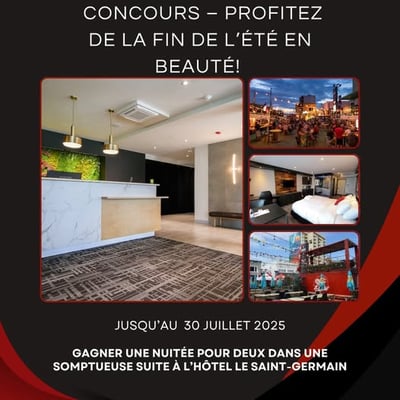Concours : Remportez une nuitée pour deux dans une luxueuse suite à l'Hôtel Le Saint-Germain Rimouski.