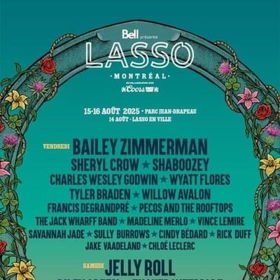Participez et remportez des billets pour le Festival Lasso 2025 au Parc Jean-Drapeau, Montréal, les 15 et 16 août !